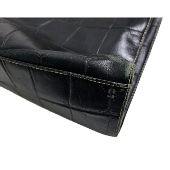 Dooney Bourke Black Crocodile Embossed Leather Logo Lock Hobo Bag Tote Alligator - Picture 14 of 14